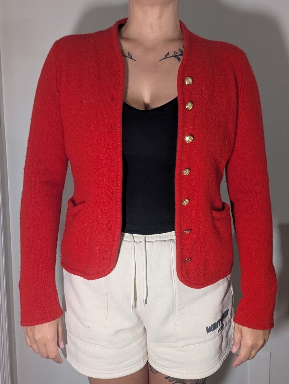 Vintage Chaps Red Wool Cardigan